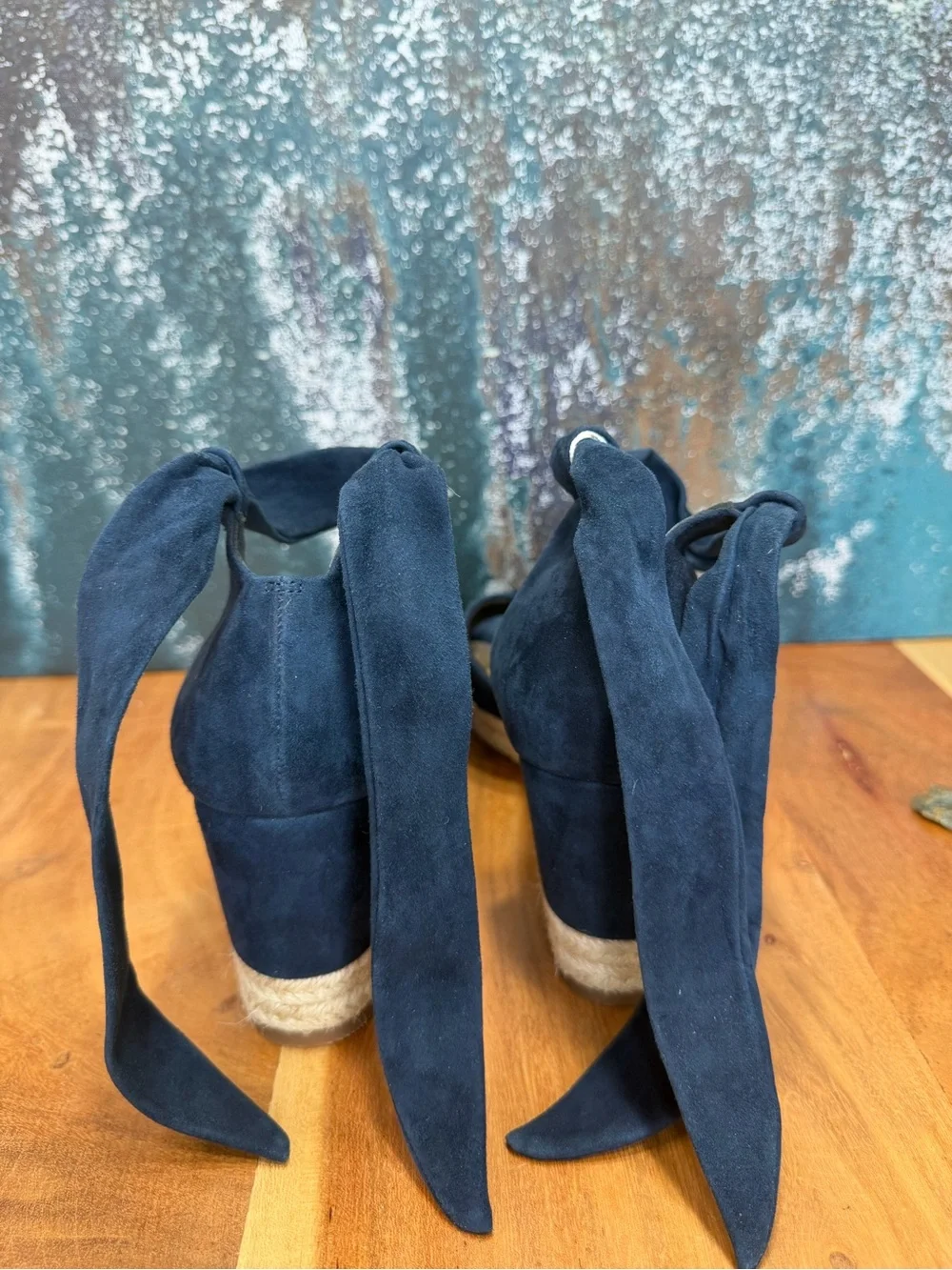 Splendid Coastal Chic‎ Boho 2010’s Blue Suede Espadrille Wedge Sandals (VGUC)